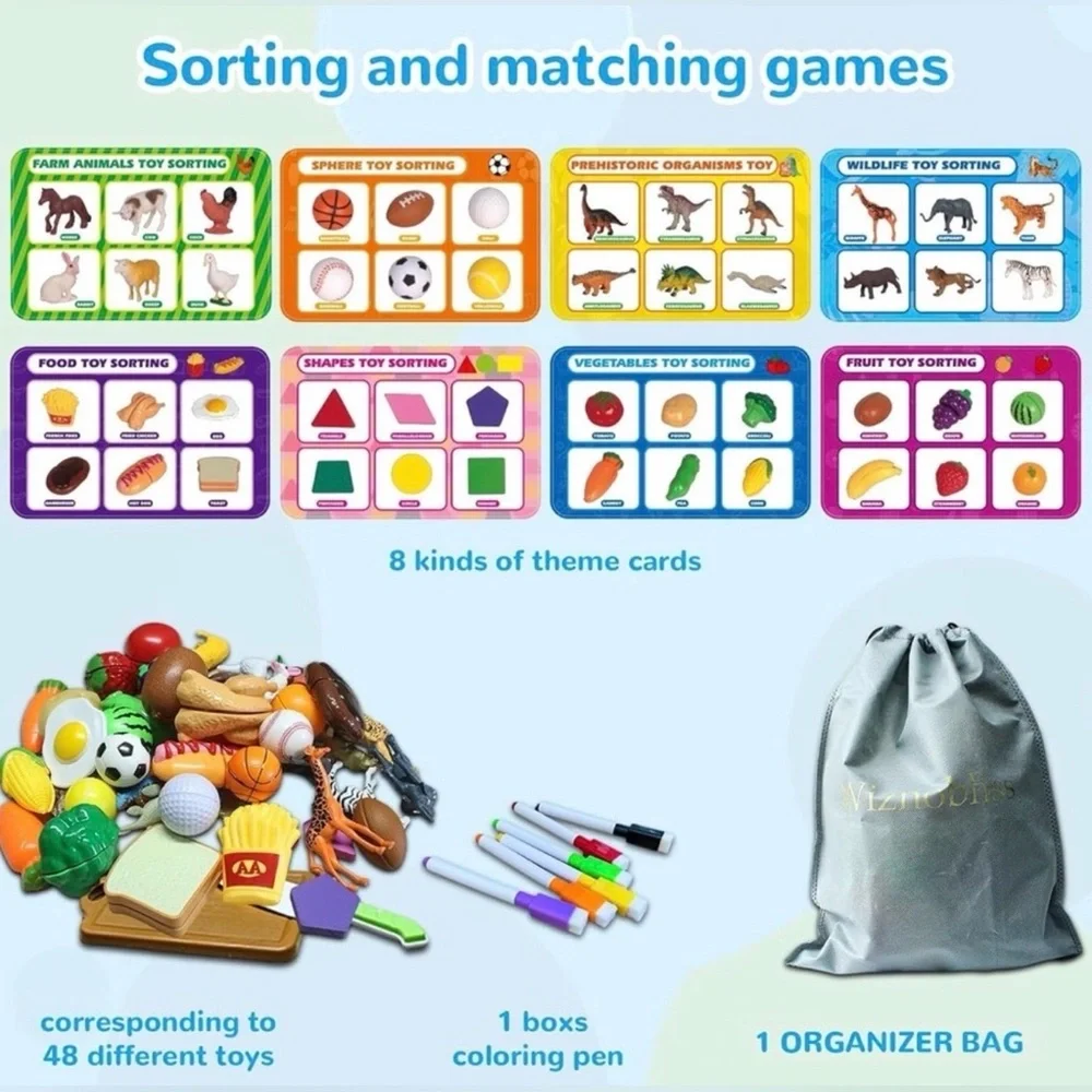 Wiznobliss Sorting TOYS for Toddlers 3 in 1 Learning Education Sorting Games NEW
